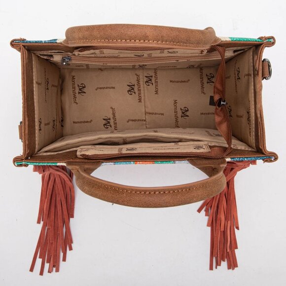 MONTANA WEST Orange Aztec Print Fringed Concealed Carry Bag NWT - Picture 4 of 4